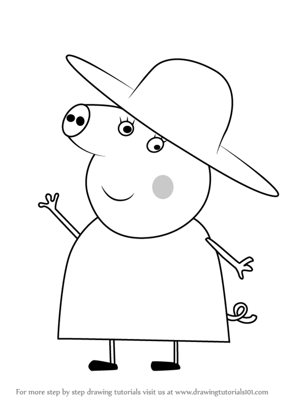 566x800 Learn How To Draw Granny Pig From Peppa Pig - Granny Drawing