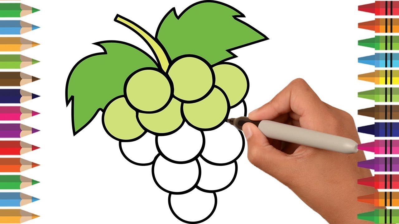 1280x720 How To Draw Grapes Coloring Pages, Drawing Fruits For Kids - Grapes Drawing