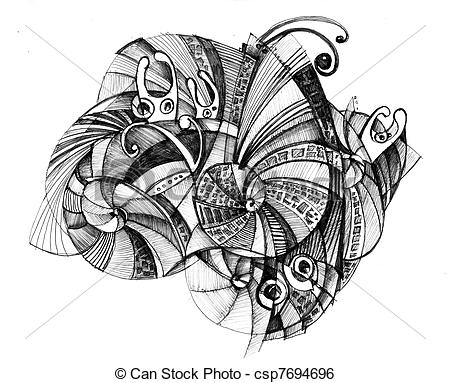450x383 abstract drawing black ink with unusual spiral structure - Graphic Art Drawing