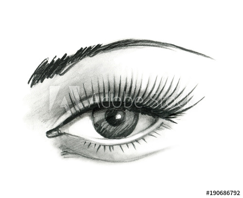 500x408 Mysteriously Beautiful Woman's Eye With Delicately Curved - Graphic Drawing