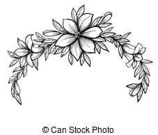 227x194 beautiful graphic drawing lily branch with leaves and buds - Graphic Drawing