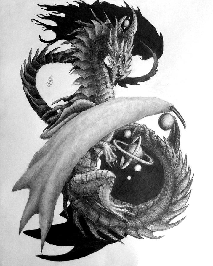 719x900 galaxy dragon graphite drawing painting - Graphite Drawing
