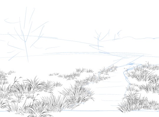 540x399 Fastest Way To Complete Simple Work! How To Draw Grassland Using - Grass Line Drawing