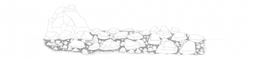 850x201 How To Draw Grass, Ground, And Rocks - Grass Line Drawing