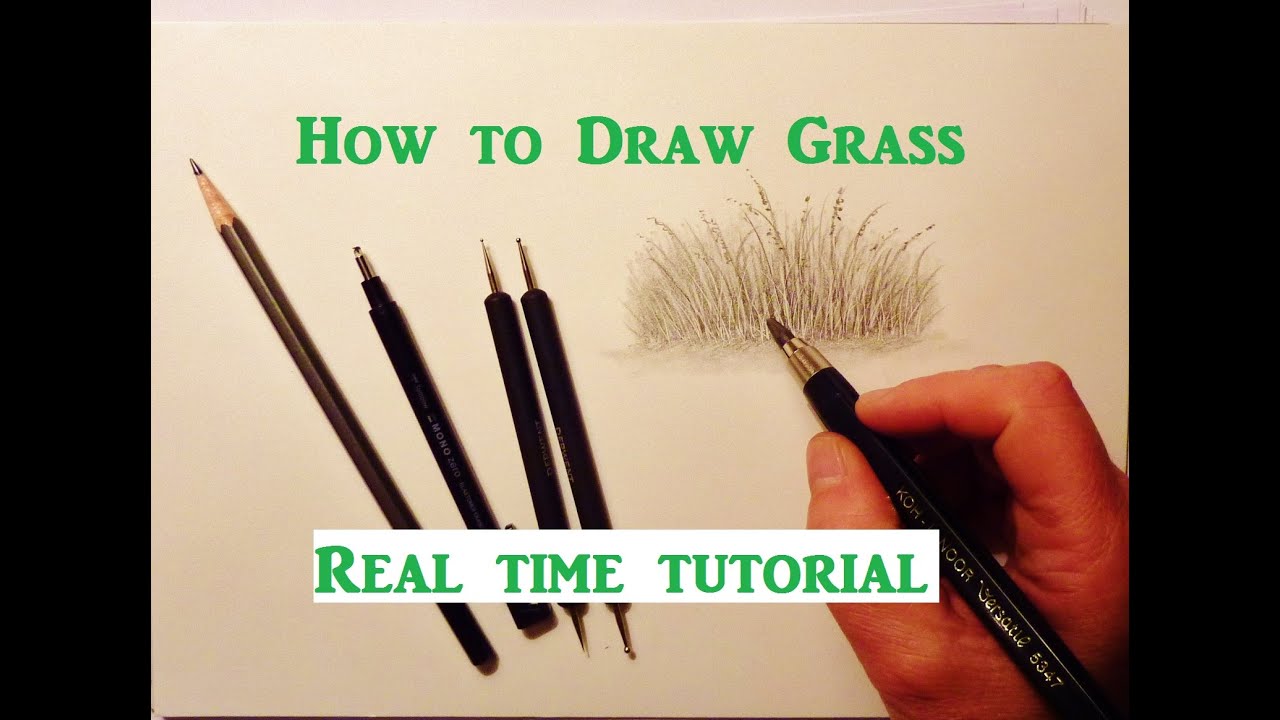 1280x720 How To Draw Grass, Pencil Drawing Tutorial, Graphite Pencil - Grass Pencil Drawing