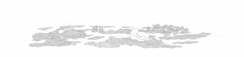 850x201 How To Draw Grass, Ground, And Rocks - Grass Pencil Drawing