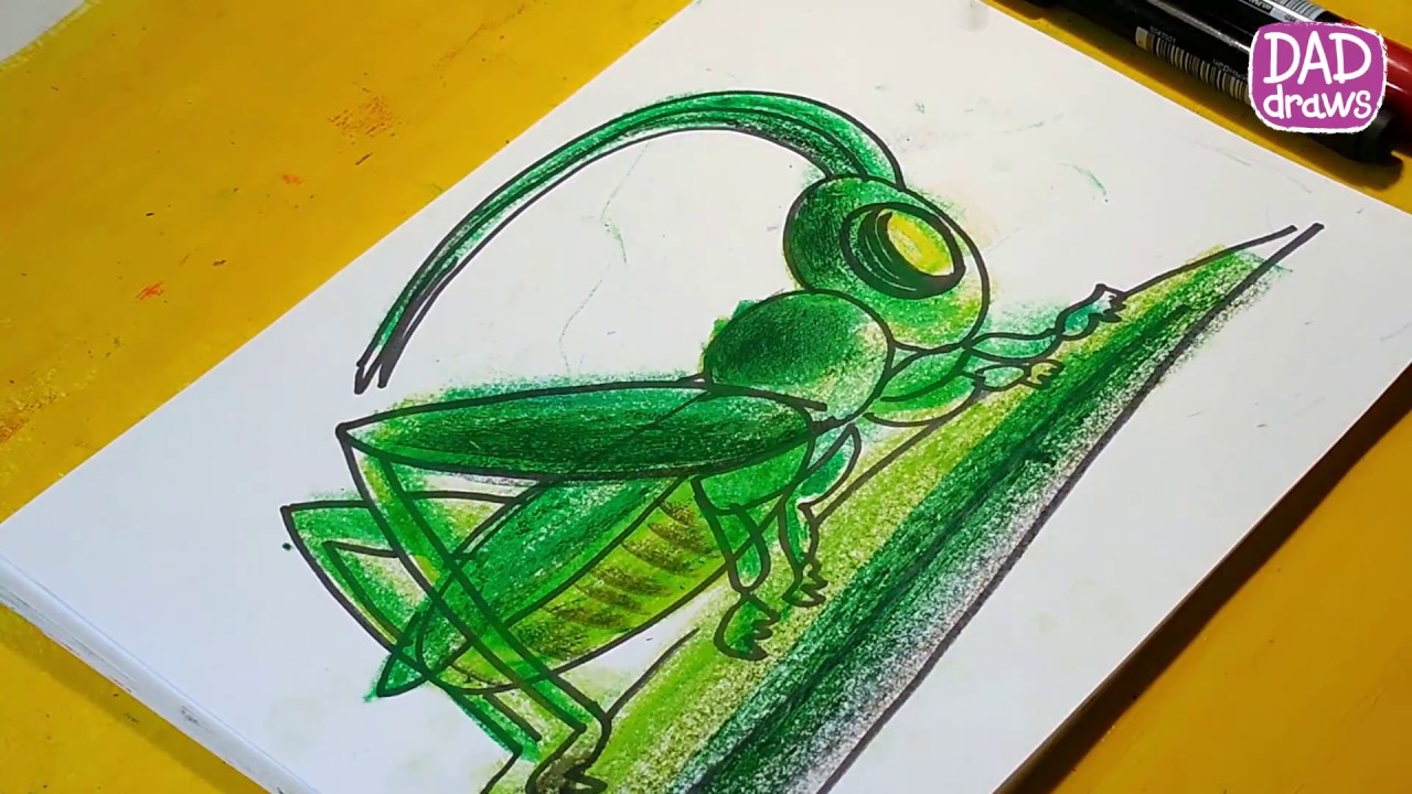 1280x720 how to draw a grasshopper art for kids - Grasshopper Drawing For Kids