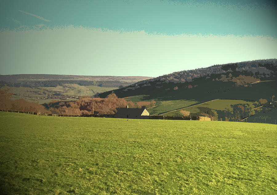 900x635 grassland near calton houses, evening sunshine and greenery - Grassland Drawing