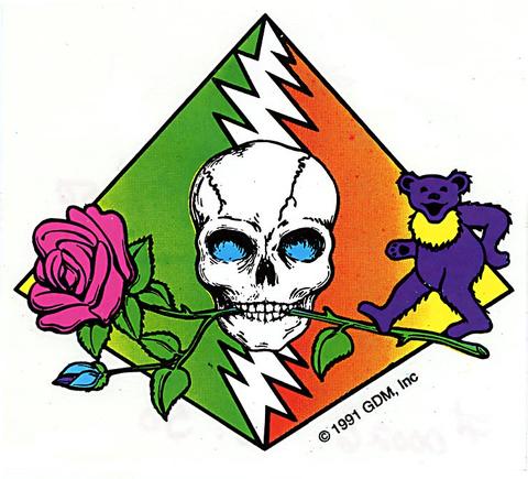 480x435 grateful dead skull rose bear pyramid sticker halfmoonmusic - Grateful Dead Bear Drawing
