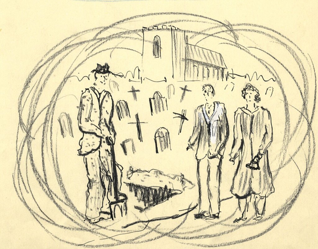 1024x803 Paul Hogarth, Grave Digger - Grave Digger Drawing