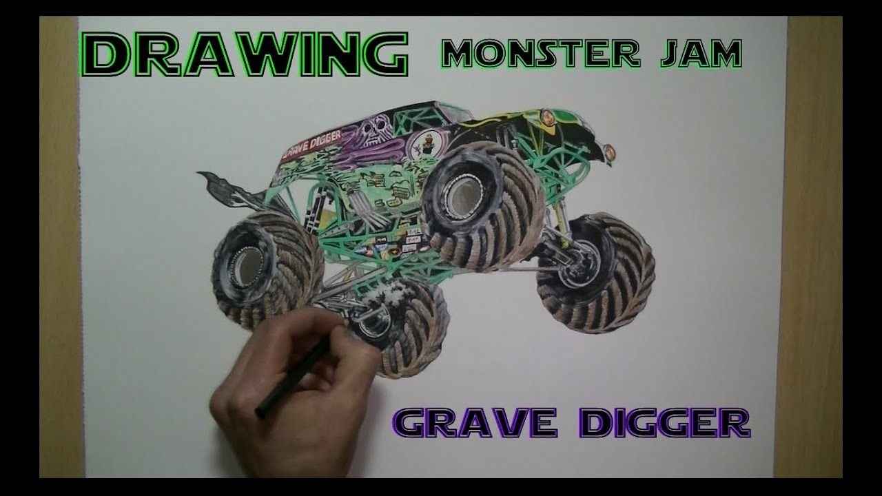1280x720 Speed Drawing Monster Jam - Grave Digger Drawing