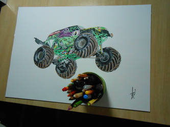 333x250 Drawing Monster Jam Grave Digger - Grave Digger Drawing