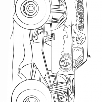 207x207 Coloring - Grave Digger Monster Truck Drawing