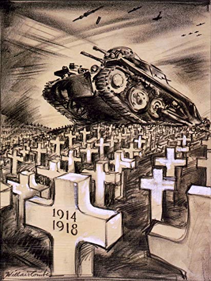 412x550 Paintings Drawing Military War Wwi Grave Cross Tank - Grave Drawing