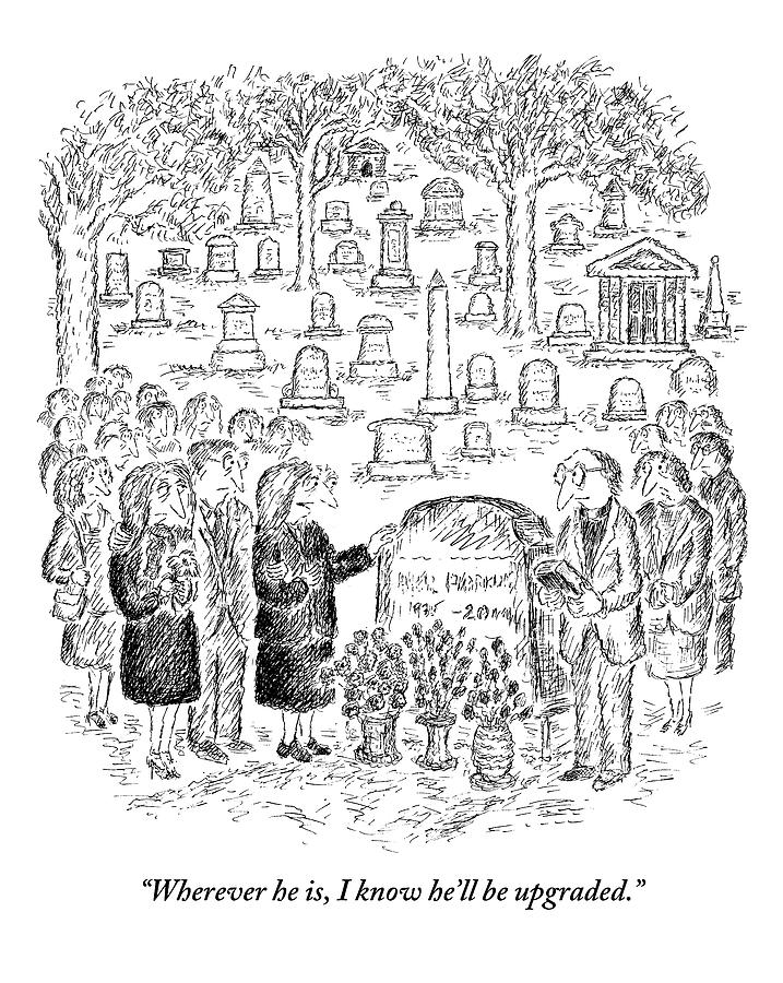 717x900 mourners stand around a gravestone drawing - Gravestone Drawing
