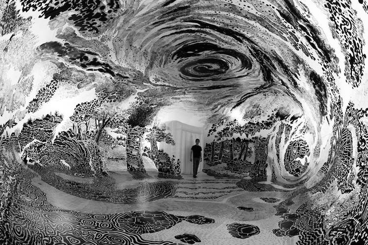 750x500 immersive installation art fills dome with degree landscape - Gray Drawing