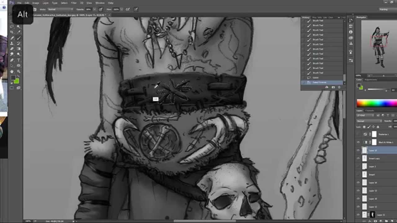 1280x720 Digital Painting - Grayscale Drawing