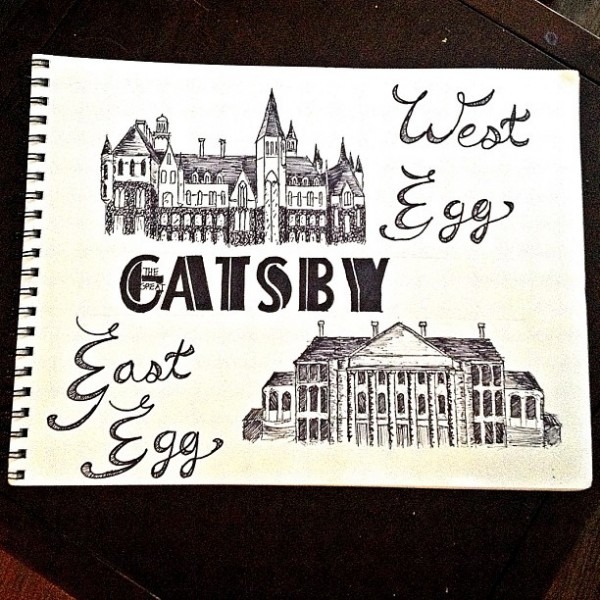 600x600 Gatsby's Mansion Drawing - Great Gatsby Drawing