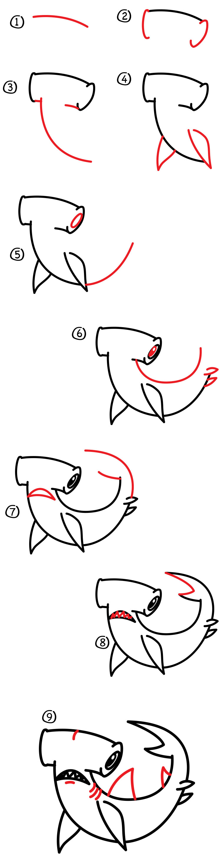 Great Hammerhead Shark Drawing at PaintingValley.com | Explore