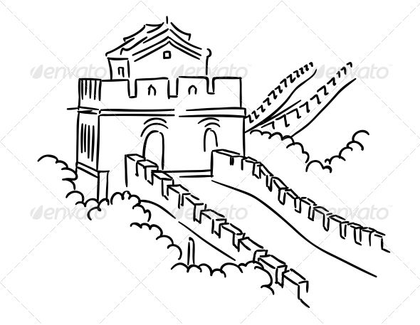 590x457 Great Wall In China - Great Wall Drawing