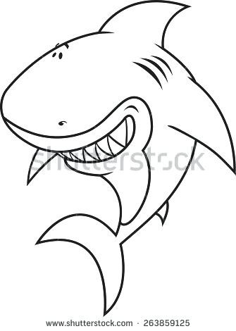 335x470 how to draw a great white shark basic shark drawing - Great White Shark Cartoon Drawing