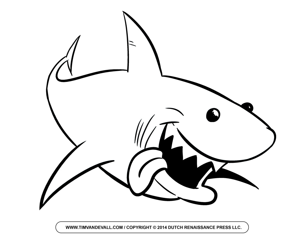 1200x927 Shark Outline Clipart Black And White Collection - Great White Shark Outline Drawing