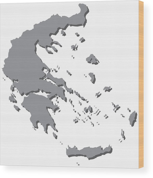 636x740 Greece Map Greek Maps Wood Print - Greece Map Drawing