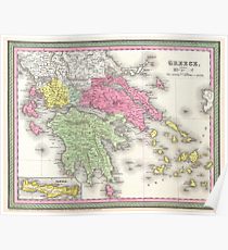 210x230 Vintage Greece Map Drawing Posters Redbubble - Greece Map Drawing