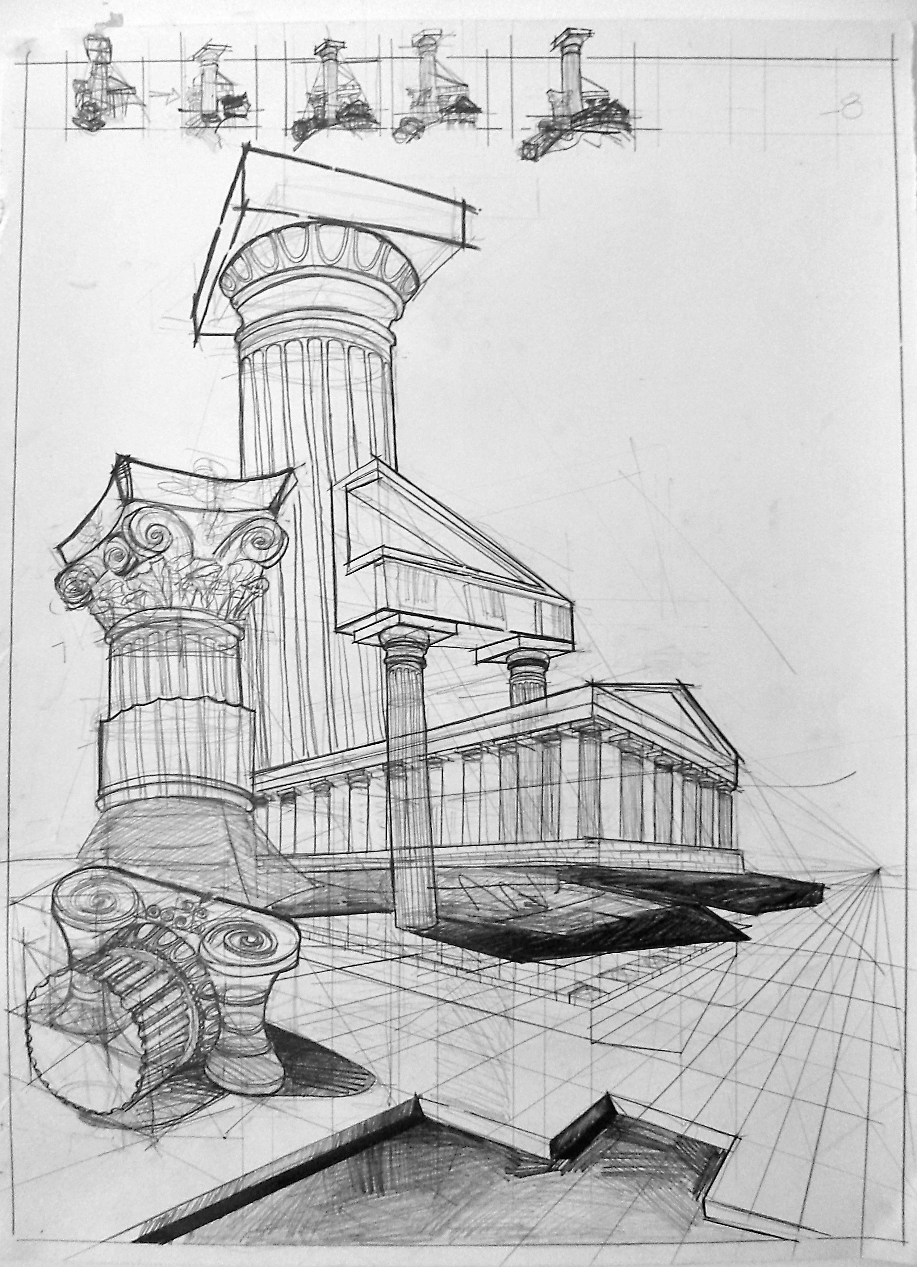 2970x4104 greek architecture composition you got an ionic, doric - Greek Architecture Drawing