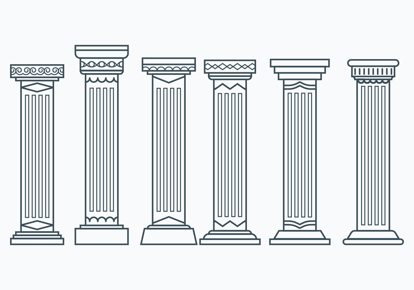 Three Ancient Greek Columns Coloring Page Outline Sketch Drawing Vector