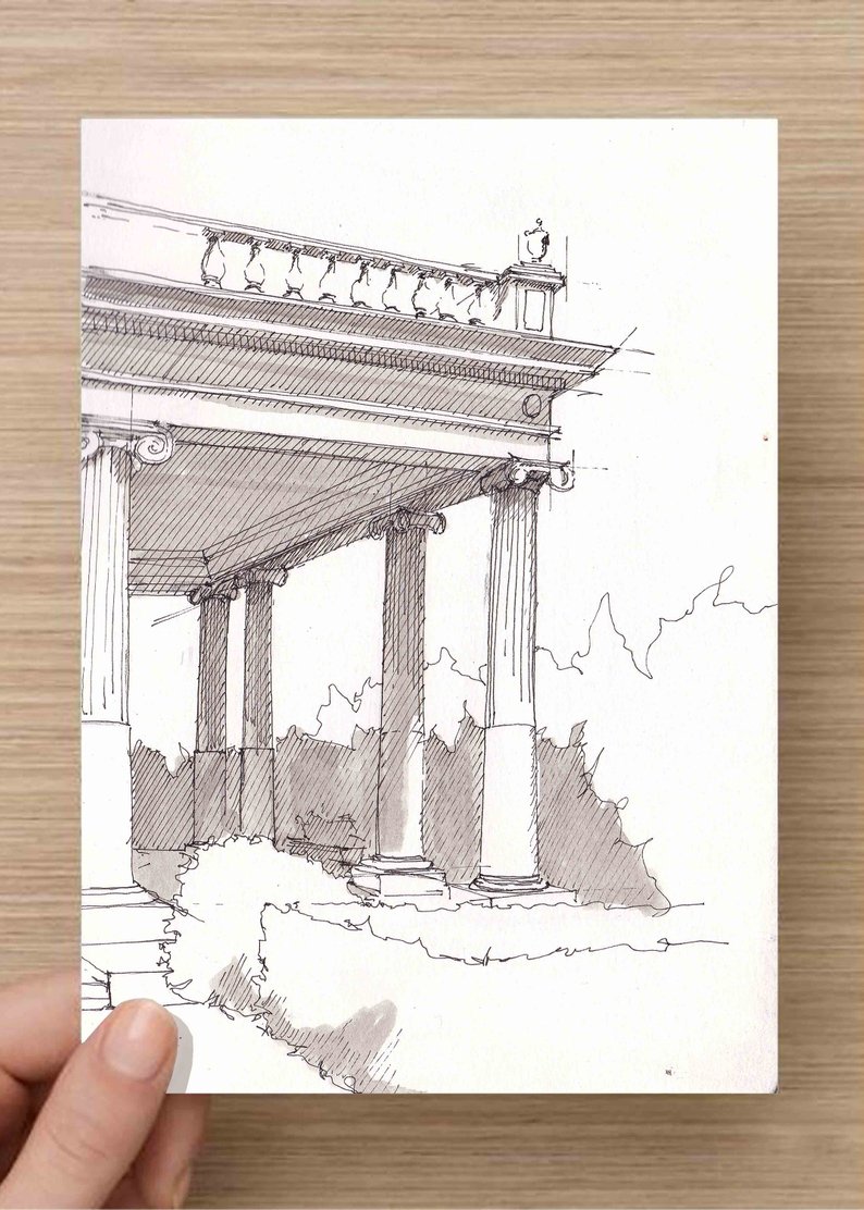 Greek Columns Drawing at PaintingValley.com | Explore collection of