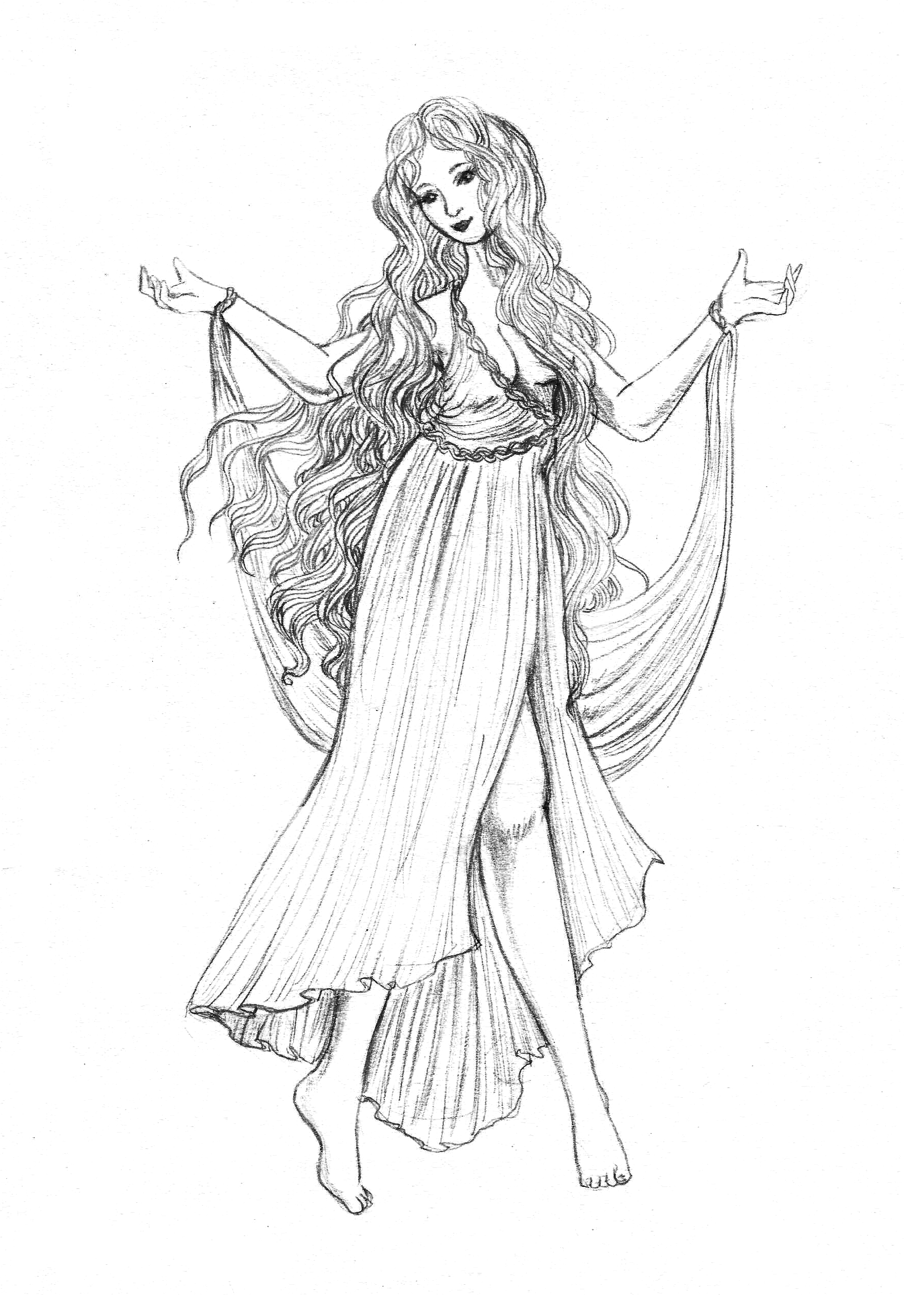 Drawing God Aphrodite For Free Download - Greek Goddess Drawing. 