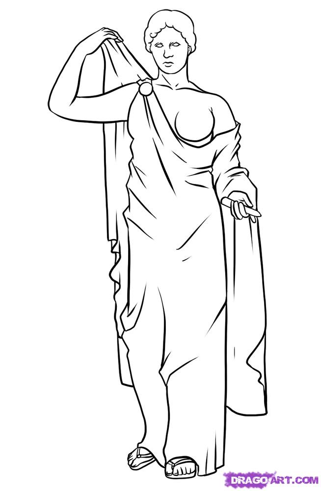 654x1000 How To Draw Greek Gods, Step - Greek Goddess Drawing