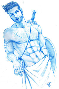 198x300 Modern Gods Ares Drawing - Greek Gods Drawing