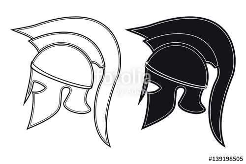500x334 Ancient Greek Helmet With A Crest On The Shield On A White - Greek Helmet Drawing