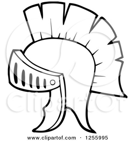 450x470 Clipart Of A Black And White Greek Helmet - Greek Helmet Drawing