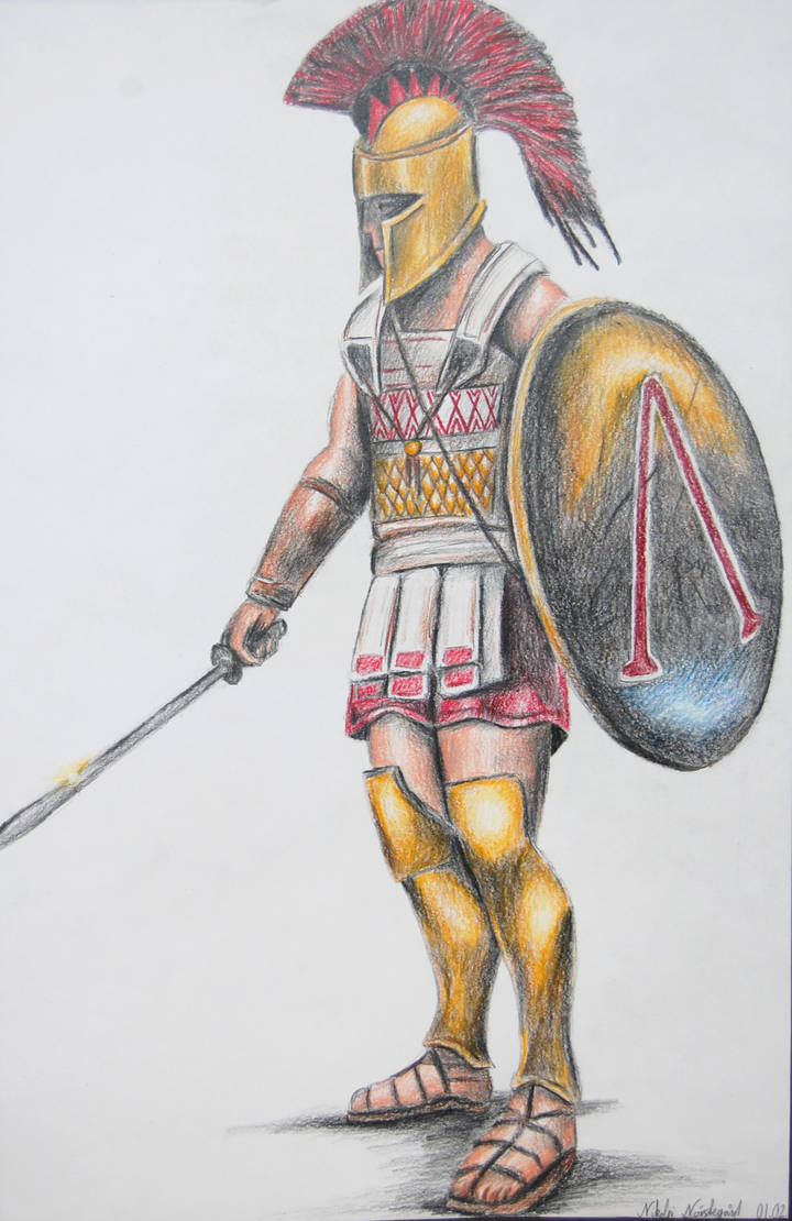 720x1110 Greek Hoplite - Greek Soldier Drawing
