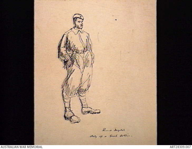 640x498 Study Of A Greek Soldier The Australian War Memorial - Greek Soldier Drawing