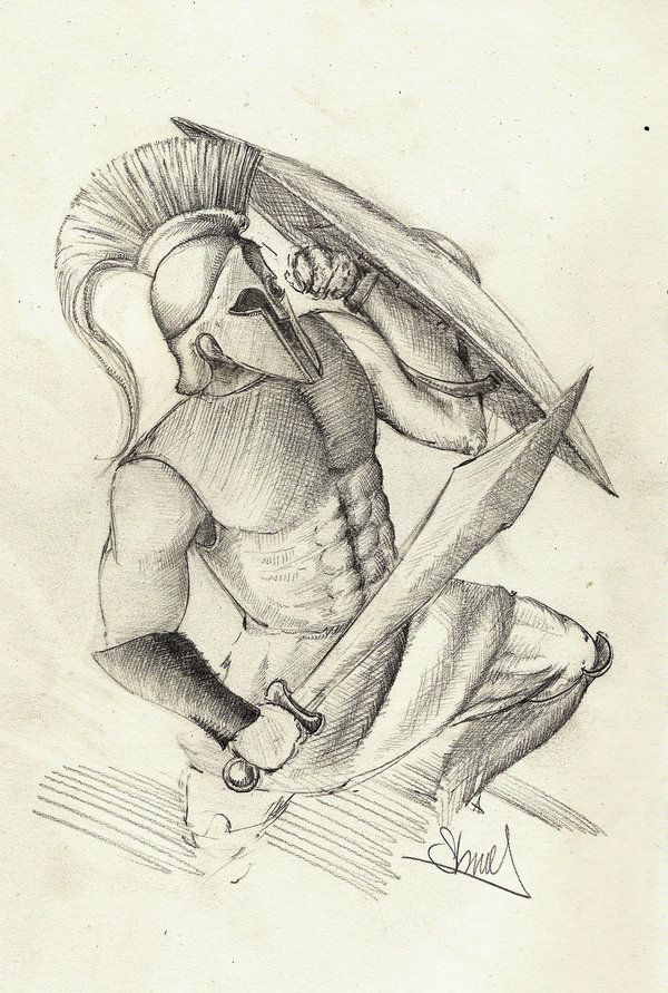 600x891 A Greek Soldier - Greek Soldier Drawing
