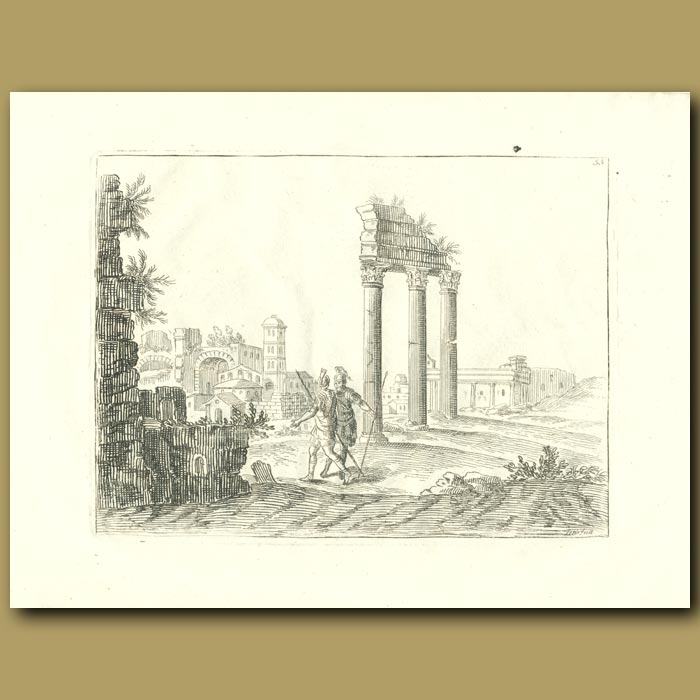 700x700 greek temple ruins genuine antique print for sale - Greek Temple Drawing
