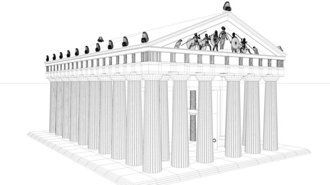 676x380 greek doric temple model cgtrader - Greek Temple Drawing