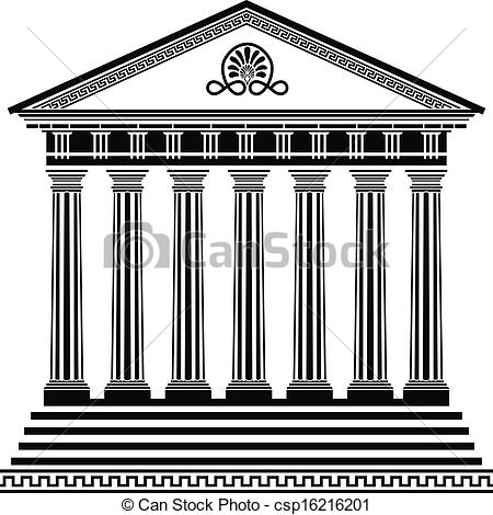 450x470 Greek Temple Stencil Second Variant - Greek Temple Drawing