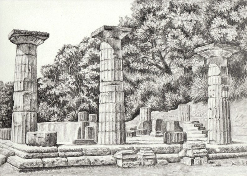 Greek Temple Drawing at PaintingValley.com | Explore collection of ...