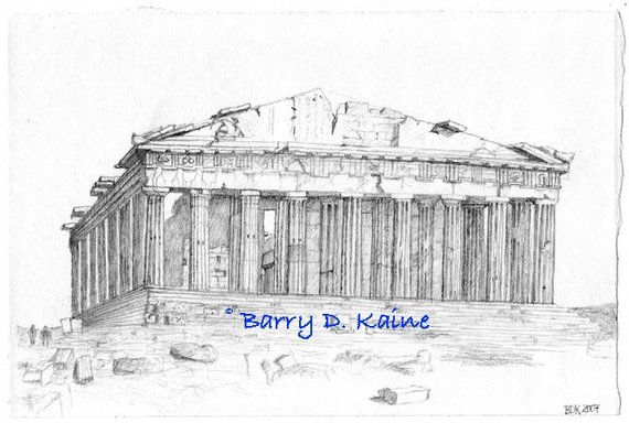 570x384 acropolis athens greece pencil drawing print etsy - Greek Temple Drawing