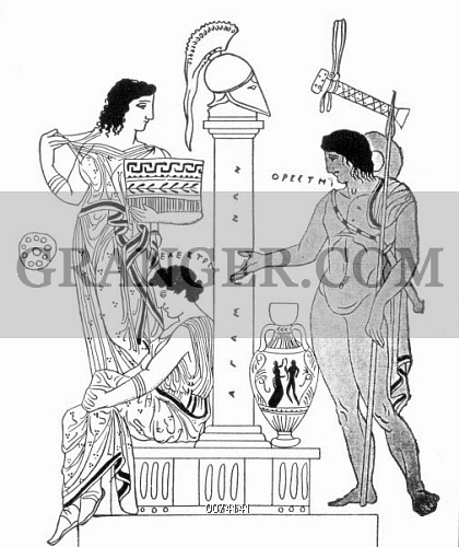 420x500 Image Of Electra And Orestes - Greek Vase Drawing