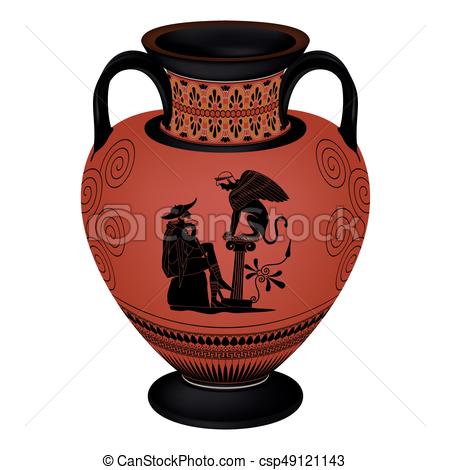 450x470 vector greek vase set of silhouettes of vintage greek vases - Greek Vase Drawing