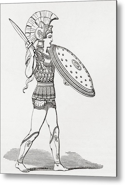 494x727 Helmeted Greek Warrior Wearing Greaves And Armour Holding - Greek Warrior Drawing