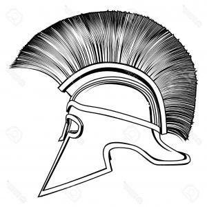 300x300 Photoblack And White Illustration Of A Side On Ancient Greek - Greek Warrior Drawing