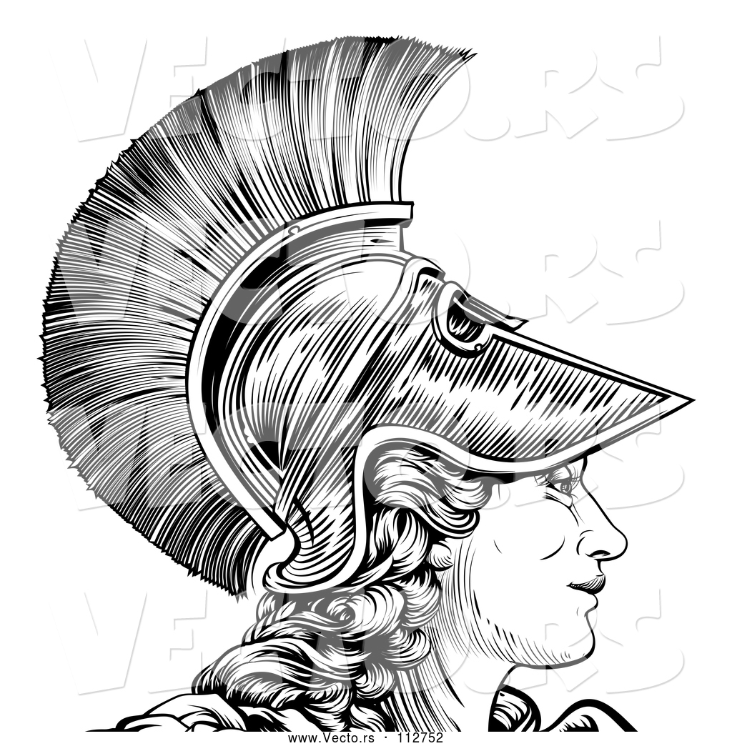 1024x1044 vector of black and white engraved greek warrior lady athena, hera - Greek Warrior Drawing