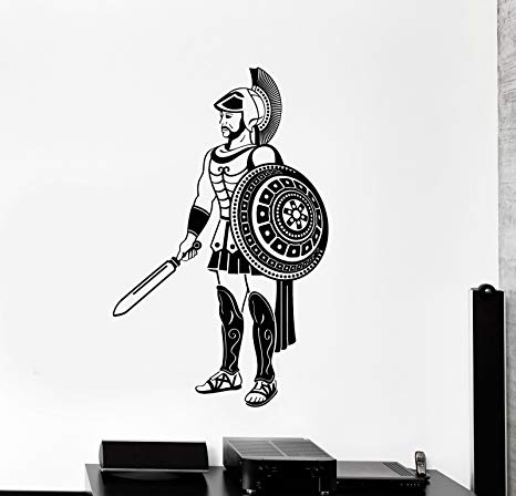 466x448 Vinyl Wall Decal Ancient Greek Warrior Greece Sword - Greek Warrior Drawing